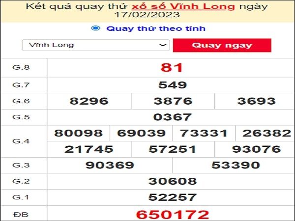 Quay thử Vĩnh Long ngày 17/2/2023